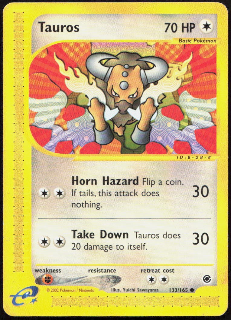 Tauros 133/165 Common Expedition Base Set Pokemon Lightly Played