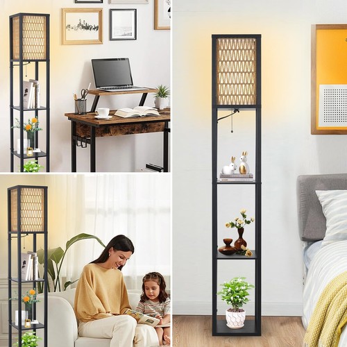 Floor Lamp with Shelves, Corner Floor Lamps for Living Room, Boho Floor Lamp ... - Picture 8 of 9