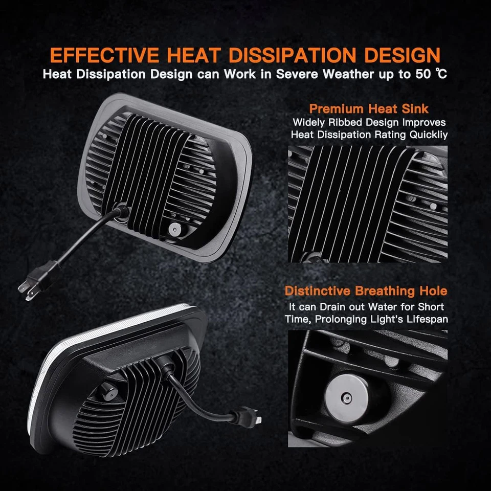 Faros LED 5x7"7x6" haz alto para Ford F150 F250 F350 Ranger 1976-1986 2 un. Foto 4 de 4