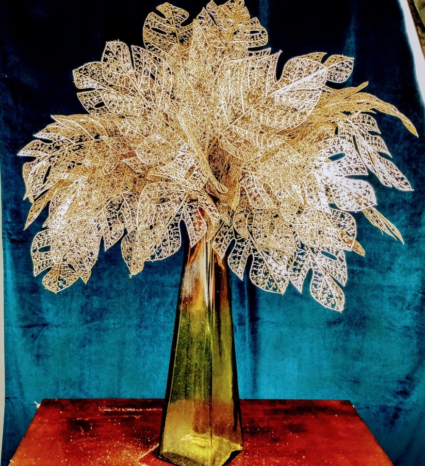 Lote de 10 tallos artificiales florales decoración artesanal navideña 24" con hojas brillantes Foto 3 de 4