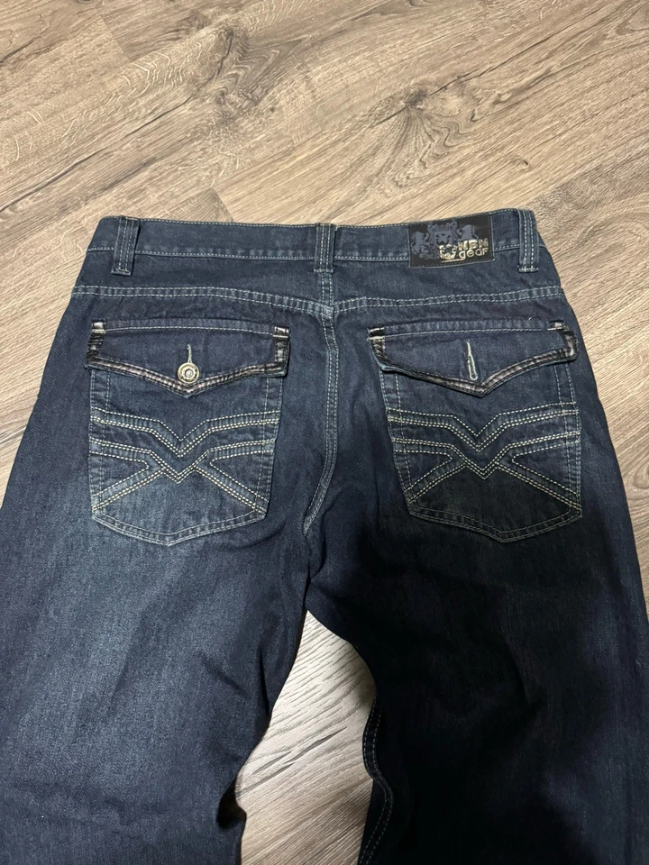 N.B.N. Gear Jeans 36X32 Y2K Sueltos Hip Hop Bordados Azul Denim Ropa de Calle Foto 2 de 4