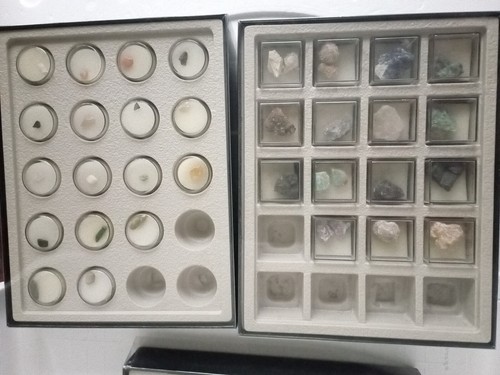 Edelsteine Mineralien 2 Sammelboxen gefüllt + 1 leere Box Schätze der Erde