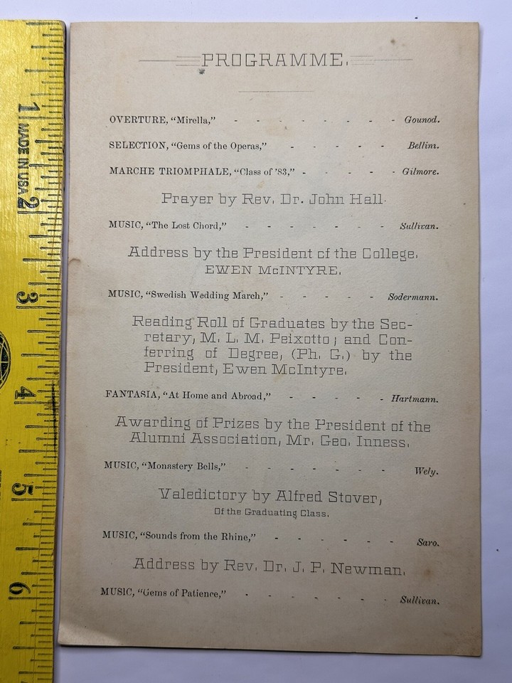 Victorian College Pharmacy Grad 1883 Steinway Hall NY Bailey Banks & Biddle B55 eBay