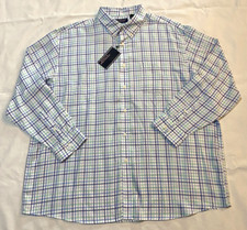 New with tags-Roundtree  yorke Men's 100 Cotton Shirt blue/green check-2XL