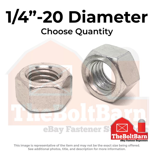 1/4"-20 Stainless Steel Finished Hex Nuts (Choose Qty)