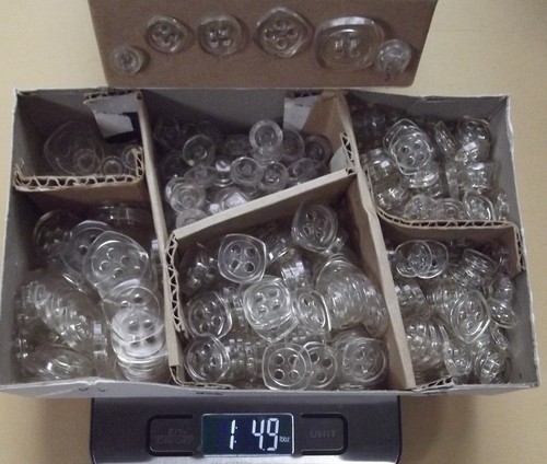RARE ANTIQUE NOS Square Clear Acrylic BUTTONS-Jacket Blazer Blazer Pants Coat-NR