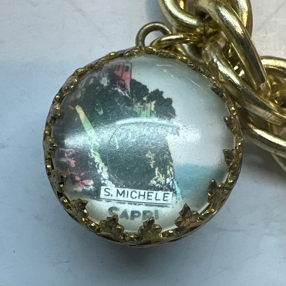 PULSERA VINTAGE CAPRI ITALIA RECUERDO ENCANTO ESFERA 4 FOTOS 1950 7" Foto 4 de 4