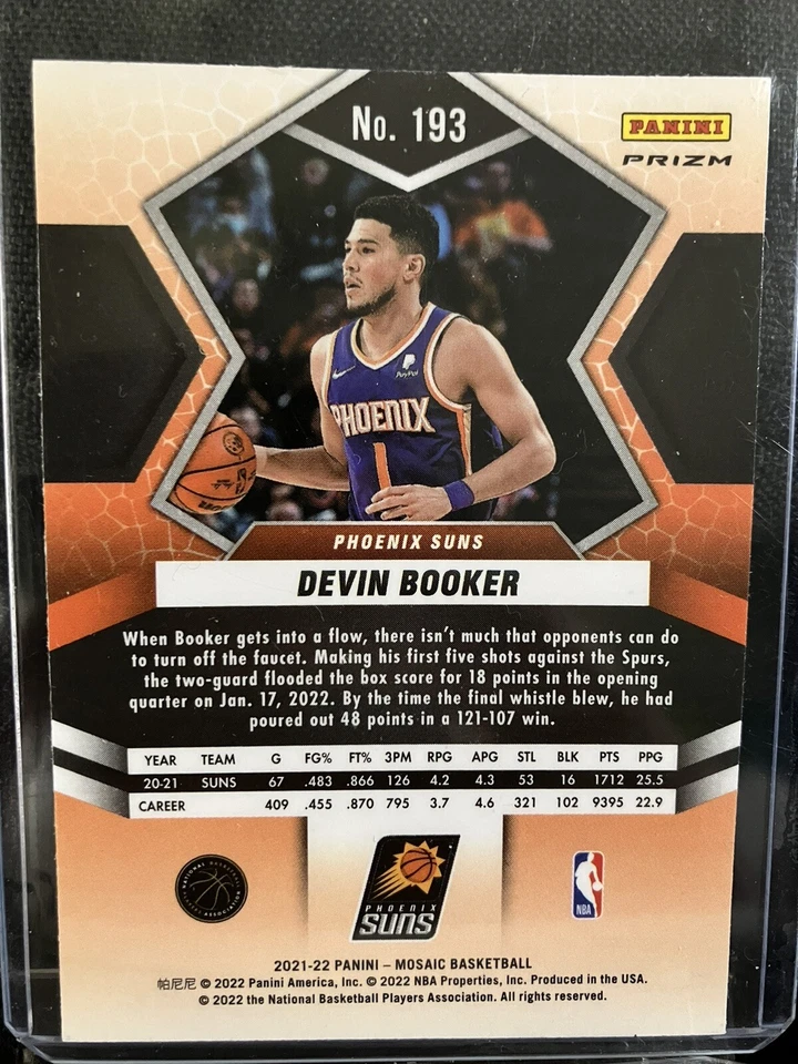 Devin Booker, 2021 Panini- Mosaic # 193, Green Razzle Dazzle Parallel - Image 2 of 2
