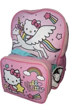 Hello Kitty Unicorn School Backpack Book Bag Lunch Box SET Sanrio Rainbow Star
