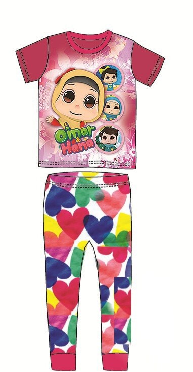 Camiseta Omar And Hana Estrellas de YouTube, rosa, manga corta y pantalones impresos.