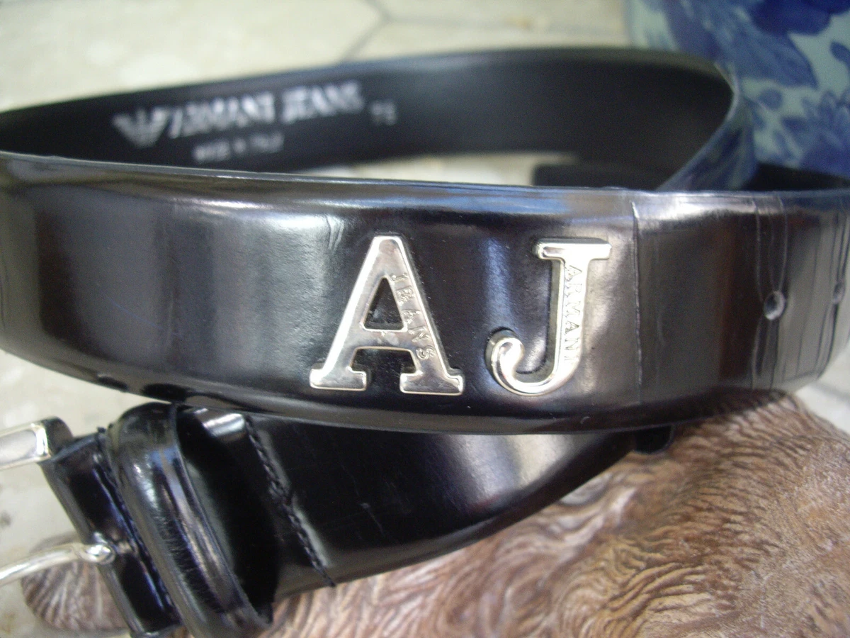 ARMANI JEANS BLACK LEATHER BELT GENUINE AJ EMPORIO ARMANI ITALY 28