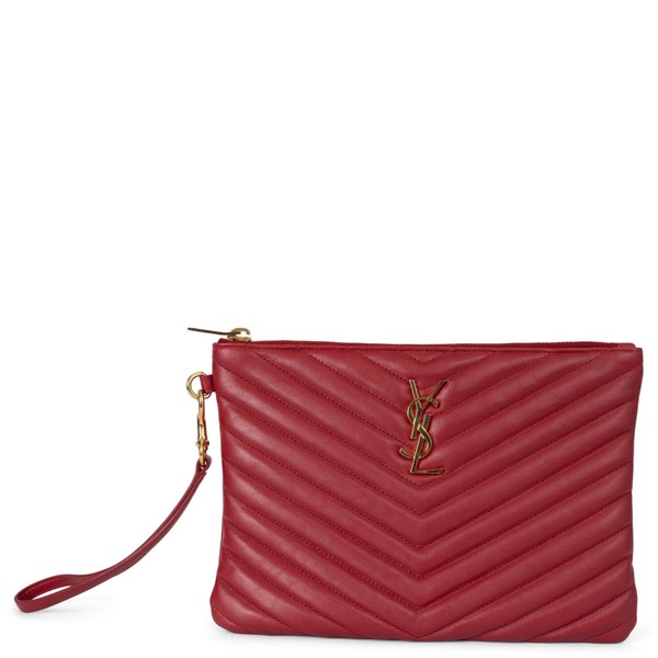 70917 authentische SAINT LAURENT Himbeer Leder CASSANDERE MATELASSE A5 ETUI Tasche