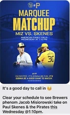 2025 Milwaukee Brewers Mint Original Ticket Misiorowski vs Skenes 6/25/25