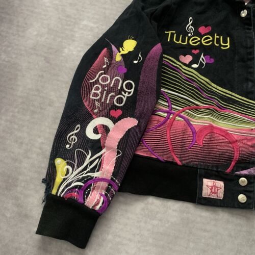 Vintage Jeff Hamilton Tweety Bird Jacket Size Youth M Racing Bomber Embroider - Picture 2 of 18