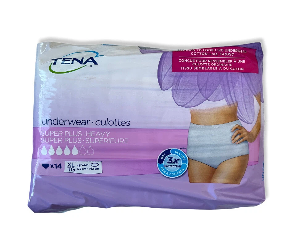 Tena Super Plus Heavy Protective Underwear for Women XL 48”-64” - Pack of  14