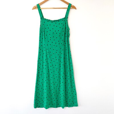 [Warehaouse] Polka Dot Ruffle Green Midi Dress US8 ($59) | eBay