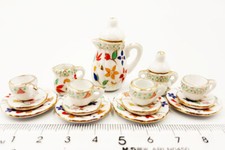 15PC Dollhouse 1:12Scale Miniatures Tea Teapots Cups Kitchen Accessories Set