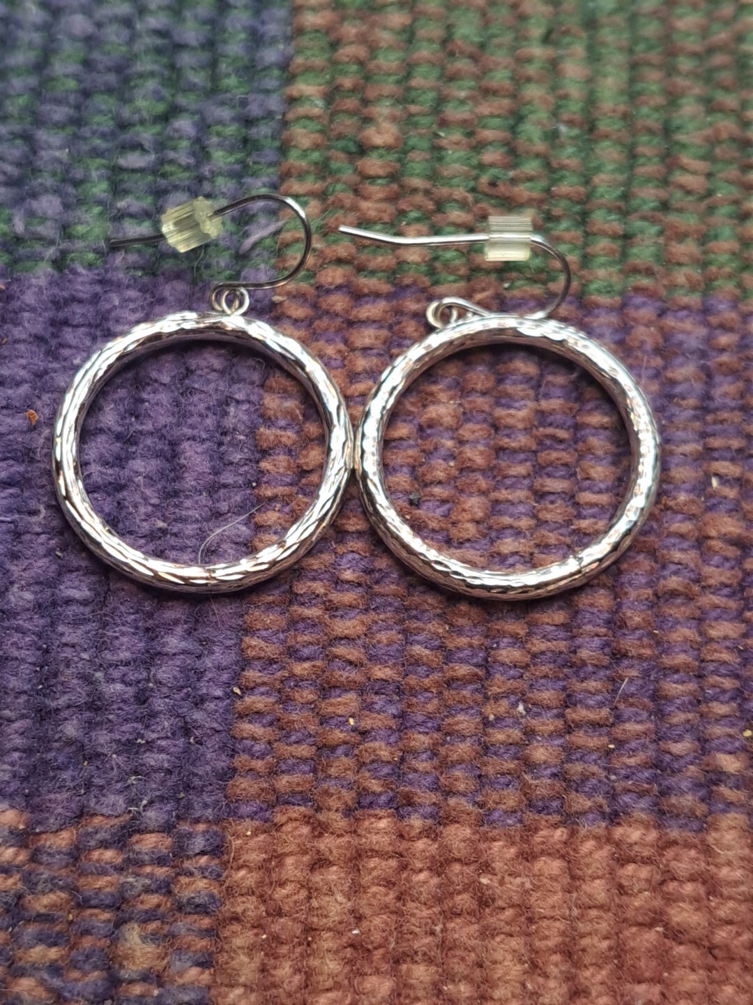 New Solid 14 Karat Solid White Gold Circle Earrin… - image 19