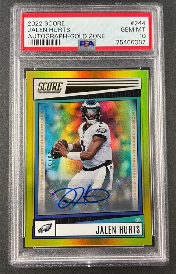 2022 Score - Jalen Hurts #244 Philadelphia Eagles - Gold Zone AUTO