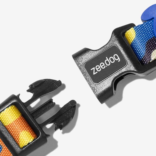 ZEE.DOG | Arnés en H halter ajustable azul y naranja artístico para perros | Hebilla de seguridad - Imagen 2 de 3