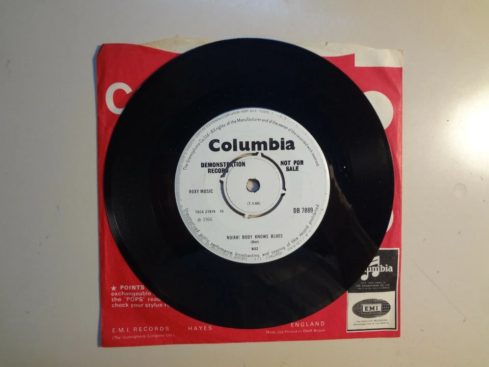 BOZ:(Of King Crimson)Meeting Time-No(Ah)Body Knows Blues-U.K.7" 66 Columbia Demo Foto 2 de 2