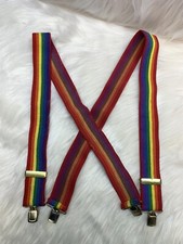 Vintage Rainbow Suspenders Mork  Mindy Ork Clown 1970  s Pride Colorful