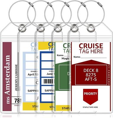 5 Pack Cruise Luggage Tag Holders for Carnival Ncl Princess Msc Cruise Ships