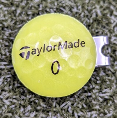 TaylorMade Real Golf Ball Marker With Magnetic Hat Clip Sparkle Yellow...
