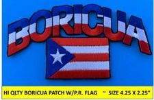 BORICUA PUERTO RICO FLAG EMBROIDERED PATCH IRON-ON SEW-ON (4.25 x 2.25) -HI QLTY