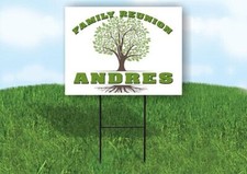 ANDRES FAMILY REUNION GR TREE 18 in x24 in Yard Sign Road Sign with Stand