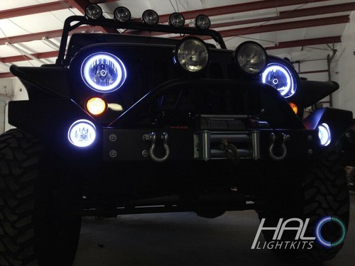 2007-2014 JEEP WRANGLER WHITE PLASMA HALO HEADLIGHT LIGHT KIT by ORACLE 2 Rings - Picture 6 of 7