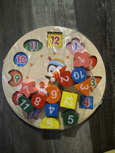 Kids Wooden Montessori Clock Shape Sorting Activity Educational Toy