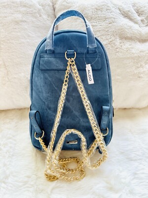 NWT ALDO Denim Blue OOTD Backpack Charms Pins Rhinestones  display picture 1