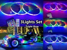 JHB 3x 15.5" Triple Row Remote APP CHASING LED Wheel Lights Polaris Slingshots
