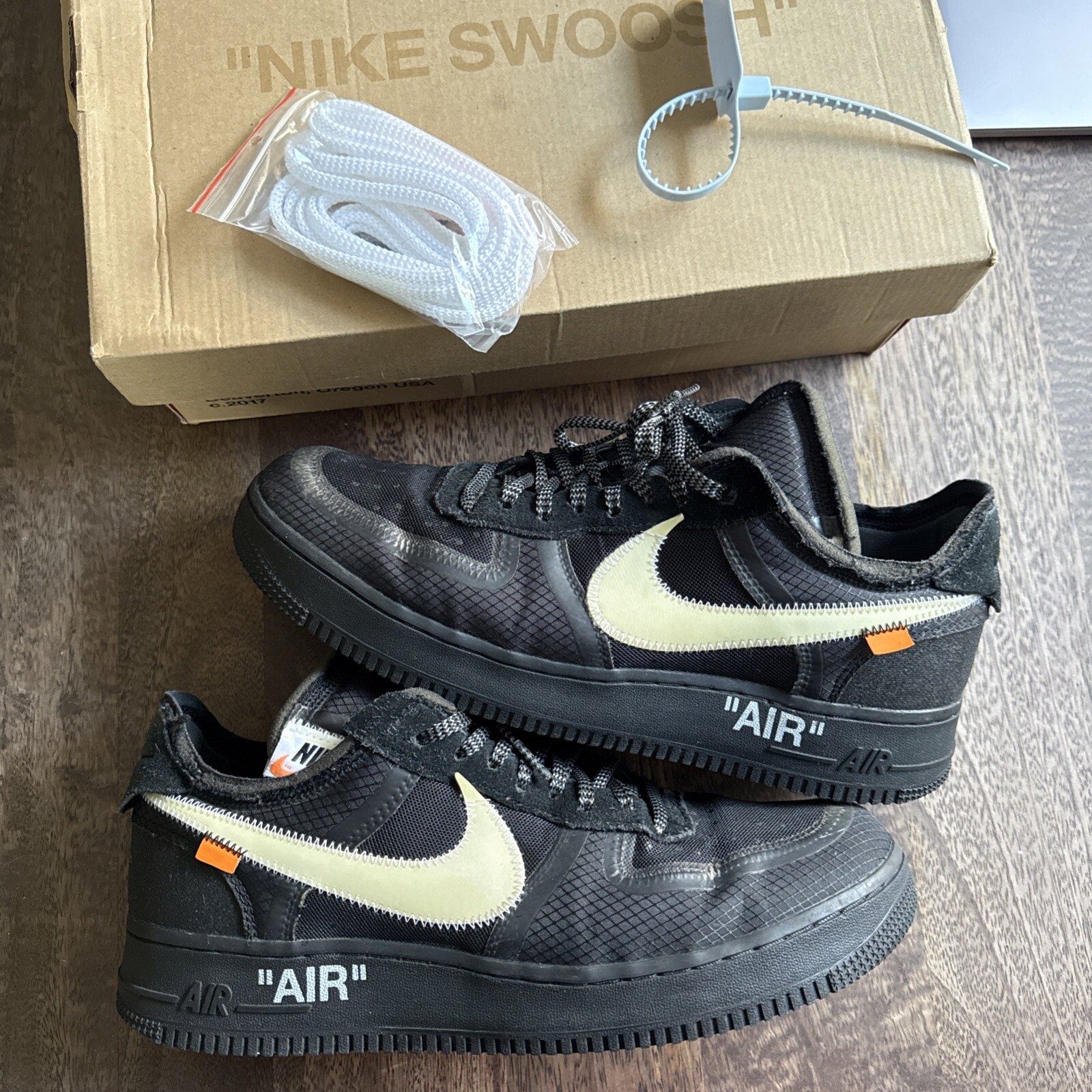 OFF WHITE X NIKE Taglia 11 Nike Air Force 1 Low x OFF WHITE Nero 2018 AO4606 001