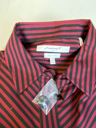 Foxcroft NYC Size 12 Women's Burgundy & Black Striped Blouse NWT - Picture 3 of 4
