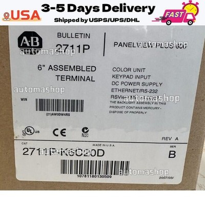 2711P-K6C20D /B NEW AB PanelView Plus 600 EtherNet KEYPAD DISPLAY HT US Free Tax