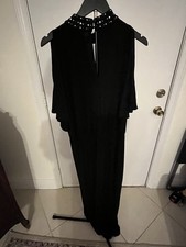Spense Womens Black Studded High Neck Flutter...
