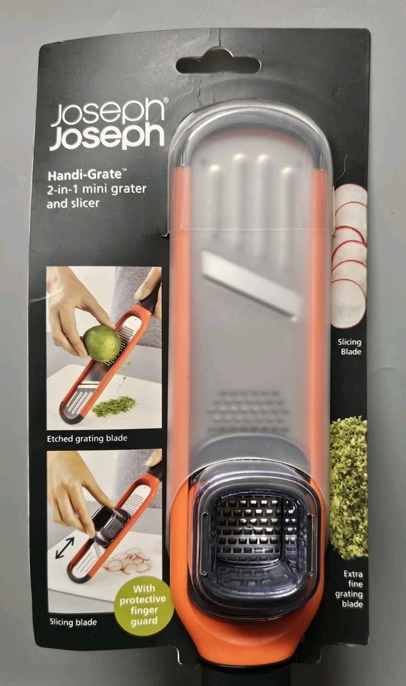 Rallador y cortador Joseph Joseph Handi-Grate 2 en 1 Zester con protección para dedos naranja Foto 3 de 4