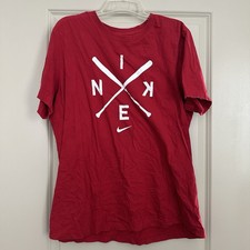Nike T-Shirt Men  s Size L Red Tee Graphic Short Sleeve Crew Neck