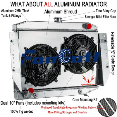 For 72-79 Jeep Cherokee Wagoneer J10 J20 J4500 3 Row Radiator w/Fan Shroud CC441