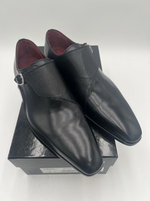 Magnanni Carver Men s 9 Black Leather Monk Strap Dress Shoes New Open Box $645