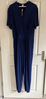 NEU Kim & Co Jumpsuit 2XL Kurzarm Blau Stretch Plus