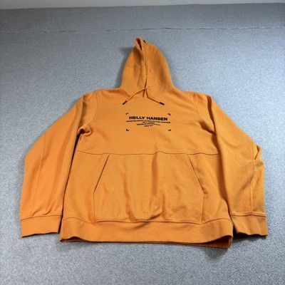 Helly Hansen Sweatshirt Mens Large Orange Hoodie Pullover Logo Regular Graphic