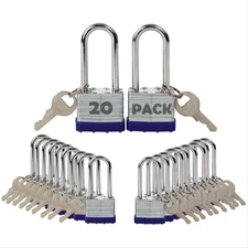 SEPOX® 20-Pcs Pack Keyed-Alike Lock Set | Sturdy Hardened Steel | Long Shank Sec