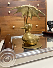 Vintage Brass Duck Umbrella Ornament – Mid Century – Decorative animal Fugurine