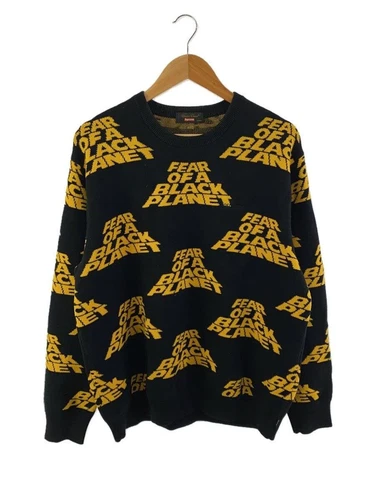 Pull tricot Supreme (épais moyen coton noir motif complet occasion