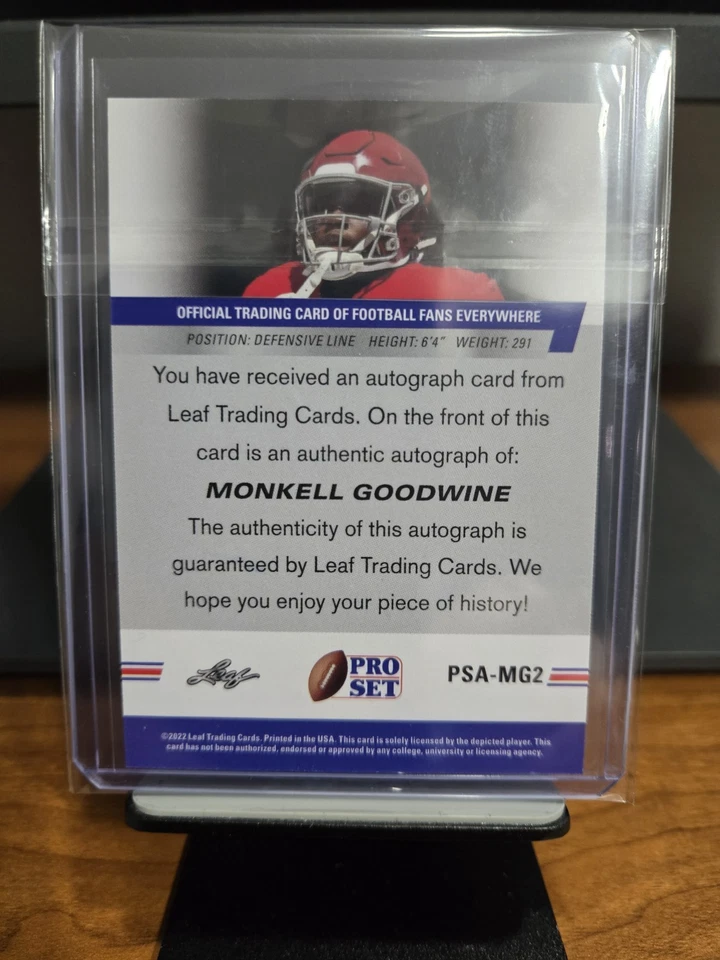 2022 Leaf Pro Set Draft - Autographs Monkell Goodwine #PSA-MG2 (AU, RC) - Image 2 of 2