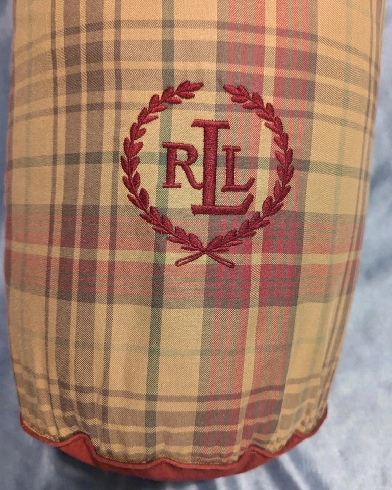 Almohada larga Ralph Lauren a cuadros 48" 4' enrollada redonda Foto 2 de 4