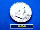 1948-D  Franklin Half Dollar ➪ Full Design Details ➪ "AU"  ➪ 248D*